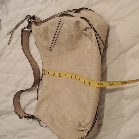 Cream HOBO Bag with Crescent Shape and Metal Hardware (24) - Picture 9 of 14